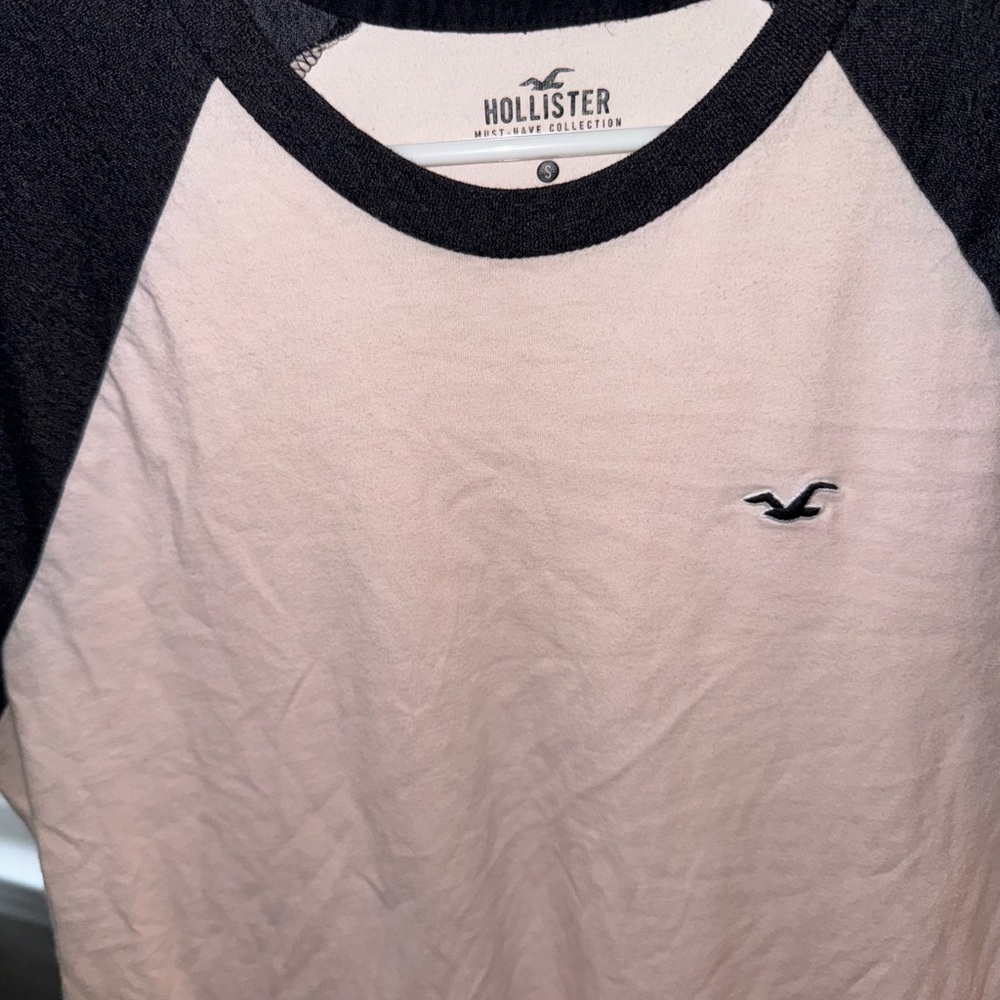 Hollister Black and Pink Raglan Tee